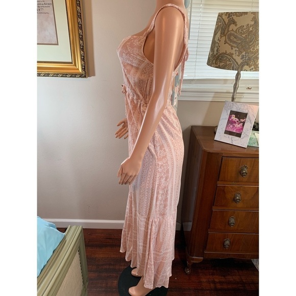 Chelsea & Violet Pink & White Button Up Front Midi Style Sun Dress Coquette Girl - Picture 9 of 11